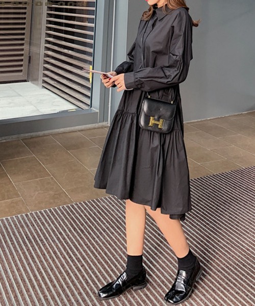 meJane(ミージェーン)の「ウエストマークAラインフレアシャツワンピース【ZOZOTOWN限定】(シャツワンピース・レディース・ホワイト/ブラック・FREE)」の9枚目の写真