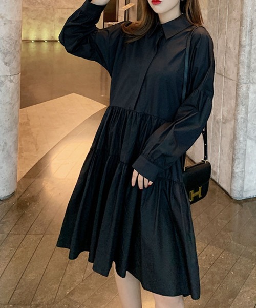 meJane(ミージェーン)の「ウエストマークAラインフレアシャツワンピース【ZOZOTOWN限定】(シャツワンピース・レディース・ホワイト/ブラック・FREE)」の3枚目の写真