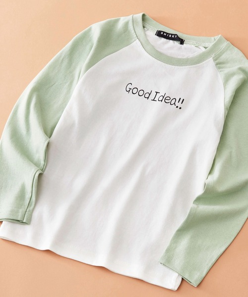 SHISKY（シスキー）の「SHISKY / シスキー 英字ロゴ プリント ラグラン ロングＴシャツ キッズ（Tシャツ/カットソー・キッズ・ホワイト系その他5/グレー系その他/ホワイト系その他/グリーン系その他/ホワイト系その他3/ブラウン系その他/ピンク系その他/ホワイト系その他2/ベージュ系その他/ホワイト系その他4・120/130/150/110/100/160/140）」の2枚目の写真