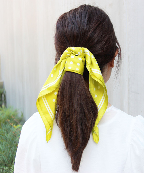 wiz(ウィズ)の「ウィズ wiz / 水玉&ライン スカーフ 日本製(バンダナ/スカーフ・レディース・ライトグレー/ネイビー/マスタード/ベージュ・FREE)」の12枚目の写真