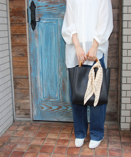 wiz(ウィズ)の「ウィズ wiz / 水玉&ライン スカーフ 日本製(バンダナ/スカーフ・レディース・ライトグレー/ネイビー/マスタード/ベージュ・FREE)」の14枚目の写真