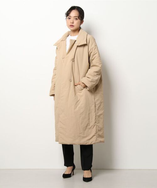 KOBE LETTUCE（コウベレタス）の「襟取り外し2way中綿ビッグコート（ダウンジャケット/コート・レディース・ホワイト系/ベージュ/オリーブ・FREE）」の3枚目の写真