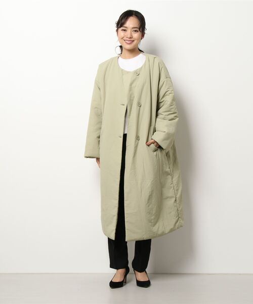 KOBE LETTUCE（コウベレタス）の「襟取り外し2way中綿ビッグコート（ダウンジャケット/コート・レディース・ホワイト系/ベージュ/オリーブ・FREE）」の4枚目の写真