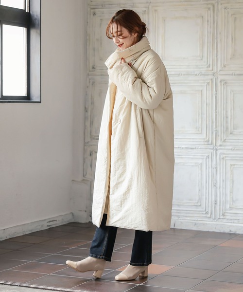 KOBE LETTUCE（コウベレタス）の「襟取り外し2way中綿ビッグコート（ダウンジャケット/コート・レディース・ホワイト系/ベージュ/オリーブ・FREE）」の2枚目の写真