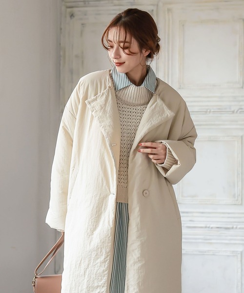 KOBE LETTUCE（コウベレタス）の「襟取り外し2way中綿ビッグコート（ダウンジャケット/コート・レディース・ホワイト系/ベージュ/オリーブ・FREE）」の14枚目の写真