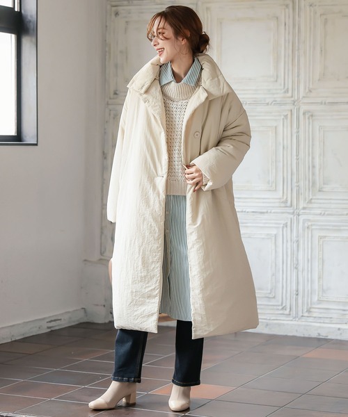 KOBE LETTUCE（コウベレタス）の「襟取り外し2way中綿ビッグコート（ダウンジャケット/コート・レディース・ホワイト系/ベージュ/オリーブ・FREE）」の15枚目の写真