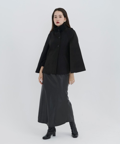 TINA：JOJUN（ティーナジョジュン）の「ケープ コート TINA：JOJUN（ポンチョ・レディース・ブラック/グレイッシュベージュ・M）」の21枚目の写真