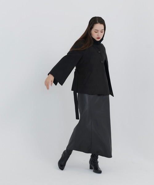 TINA：JOJUN（ティーナジョジュン）の「ケープ コート TINA：JOJUN（ポンチョ・レディース・ブラック/グレイッシュベージュ・M）」の22枚目の写真