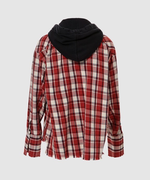 GREG LAUREN（グレッグローレン）の「CHERRY HOODIE FRONT BOXY RED PLAID（パーカー・メンズ・レッド系その他・3）」の3枚目の写真