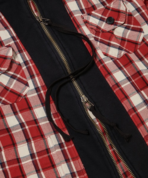 GREG LAUREN（グレッグローレン）の「CHERRY HOODIE FRONT BOXY RED PLAID（パーカー・メンズ・レッド系その他・3）」の2枚目の写真