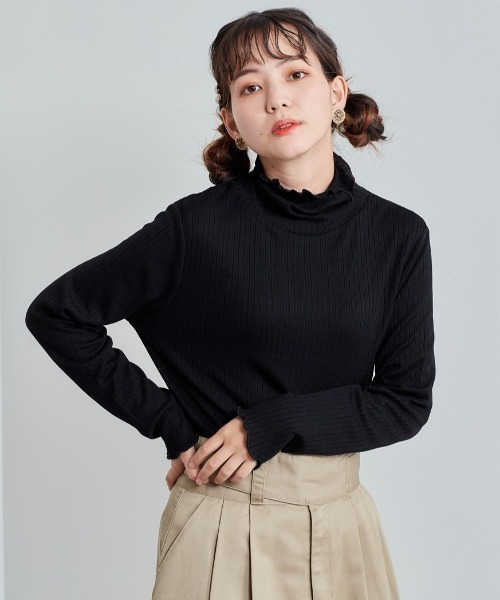 cepo(セポ)の「フリルメローリブタートルTee(Tシャツ/カットソー・レディース・オフホワイト/グレー/ブラック/イエロー・M)」の3枚目の写真