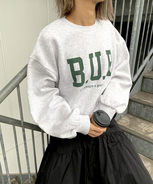 MLI'A（エムリア）の「裏起毛ロゴスウェット／プルオーバー（Tシャツ/カットソー・レディース・ブラック/グリーン/アイボリー/オートミール・M）」の9枚目の写真