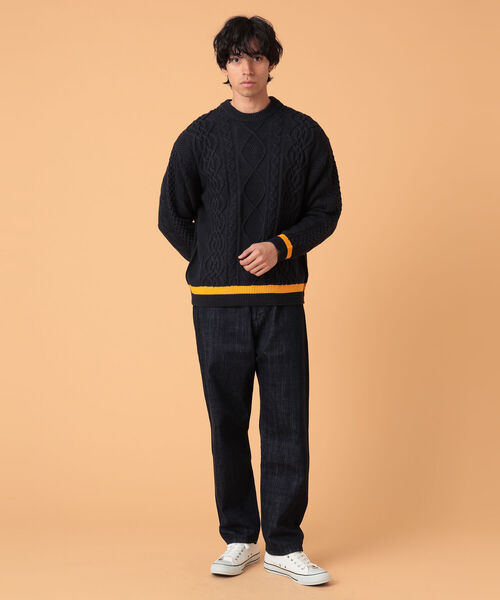 BEAMS LIGHTS（ビームスライツ）の「BEAMS LIGHTS / ルーズ ケーブル クルーネック ニット（ニット/セーター・メンズ・ネイビー/オフホワイト/チャコールグレー/インディゴブルー/ブラック/ホワイト・SMALL/MEDIUM/LARGE）」の18枚目の写真