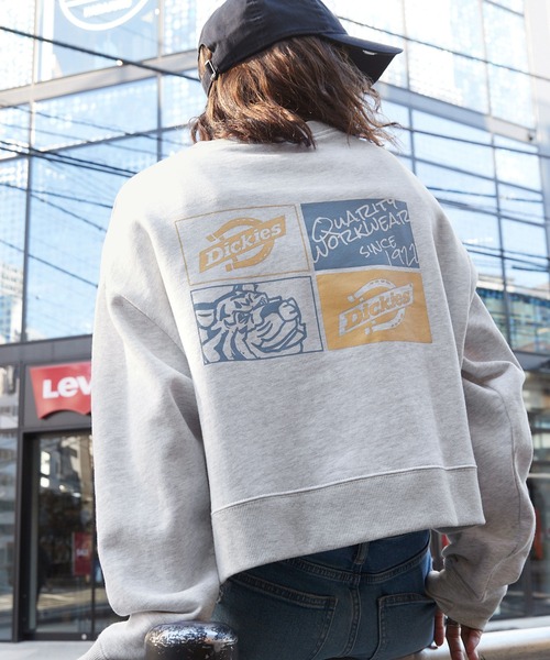 Dickies(ディッキーズ)の「Dickies/ディッキーズ 裏毛グラフィックプリントスウェット(スウェット・レディース・オレンジ/ブルー/グリーン/オートミール/ベージュ系2/ベージュ系3・M/L)」の1枚目の写真