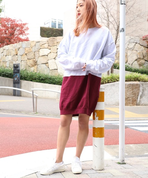 GERRY（ジェリー）の「GERRY COSBY/ジェリーコスビー TALL-SIZE 2T TUBE CREW SWEAT ツートーン ワンピース（ワンピース・レディース・アッシュグレー/パープル/ネイビー/グリーン/ヘザーグレー/ワイン・M）」の6枚目の写真