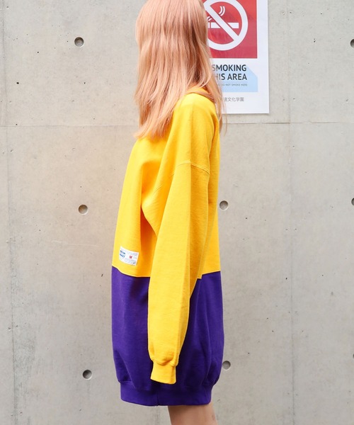 GERRY（ジェリー）の「GERRY COSBY/ジェリーコスビー TALL-SIZE 2T TUBE CREW SWEAT ツートーン ワンピース（ワンピース・レディース・アッシュグレー/パープル/ネイビー/グリーン/ヘザーグレー/ワイン・M）」の10枚目の写真