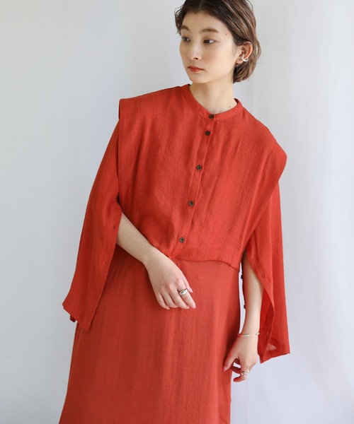 select MOCA（セレクトモカ）の「オープンスリーブシアースラブロングワンピース（ワンピース・レディース・ブラック/サックスブルー/オレンジ・FREE）」の5枚目の写真