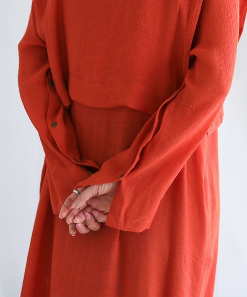 select MOCA（セレクトモカ）の「オープンスリーブシアースラブロングワンピース（ワンピース・レディース・ブラック/サックスブルー/オレンジ・FREE）」の7枚目の写真