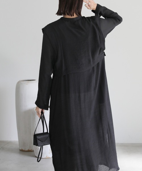 select MOCA（セレクトモカ）の「オープンスリーブシアースラブロングワンピース（ワンピース・レディース・ブラック/サックスブルー/オレンジ・FREE）」の19枚目の写真