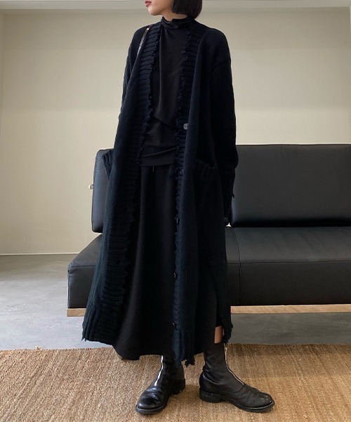 chuclla（チュクラ）の「【chuclla】【2022SS】Fray detail long knit cardigan chw22s047（ニット/セーター・レディース・ブラック・FREE）」の2枚目の写真
