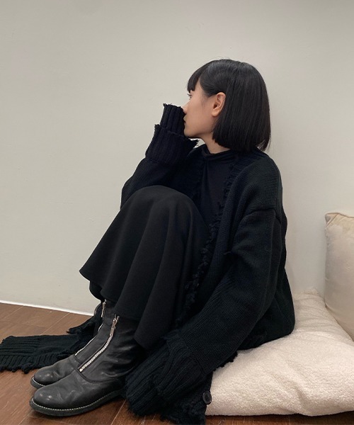 chuclla（チュクラ）の「【chuclla】【2022SS】Fray detail long knit cardigan chw22s047（ニット/セーター・レディース・ブラック・FREE）」の8枚目の写真