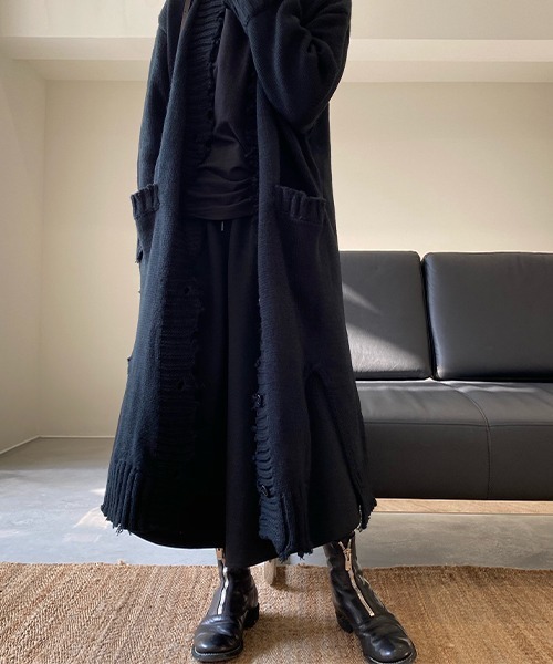 chuclla（チュクラ）の「【chuclla】【2022SS】Fray detail long knit cardigan chw22s047（ニット/セーター・レディース・ブラック・FREE）」の4枚目の写真