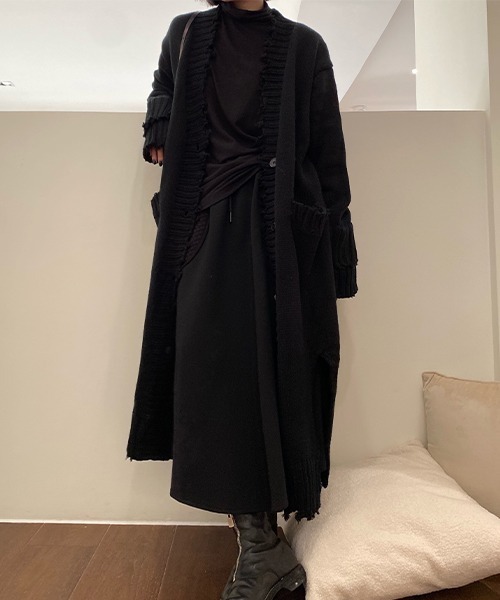 chuclla（チュクラ）の「【chuclla】【2022SS】Fray detail long knit cardigan chw22s047（ニット/セーター・レディース・ブラック・FREE）」の6枚目の写真