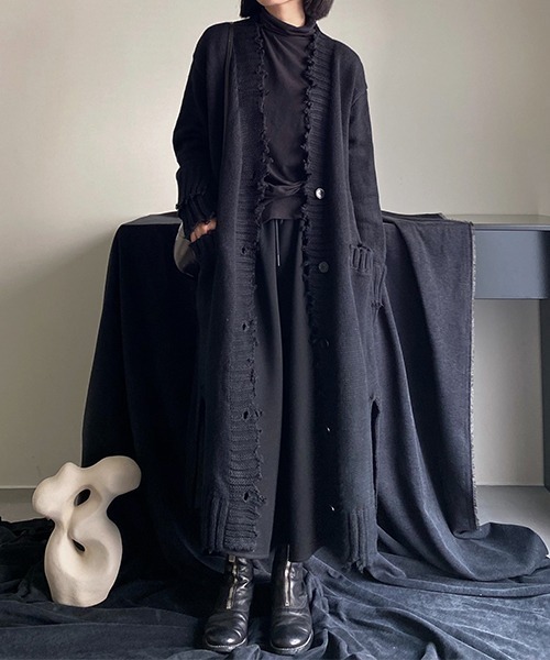 chuclla（チュクラ）の「【chuclla】【2022SS】Fray detail long knit cardigan chw22s047（ニット/セーター・レディース・ブラック・FREE）」の11枚目の写真
