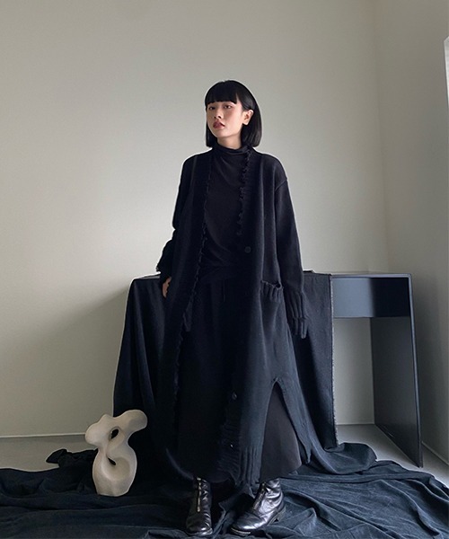 chuclla（チュクラ）の「【chuclla】【2022SS】Fray detail long knit cardigan chw22s047（ニット/セーター・レディース・ブラック・FREE）」の12枚目の写真
