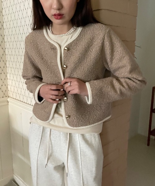Didot.showroom(ディドット ショールーム)の「プードルツイードノーカラージャケット(ノーカラージャケット・レディース・ブラック/ベージュ/アイボリー・FREE)」の15枚目の写真