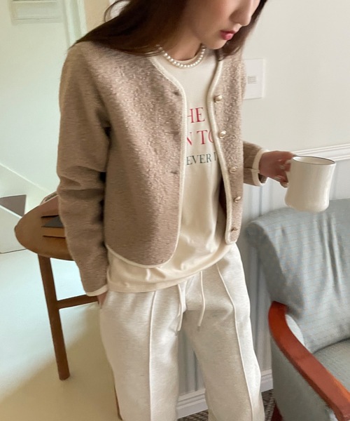 Didot.showroom(ディドット ショールーム)の「プードルツイードノーカラージャケット(ノーカラージャケット・レディース・ブラック/ベージュ/アイボリー・FREE)」の19枚目の写真