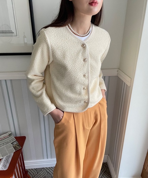 Didot.showroom(ディドット ショールーム)の「プードルツイードノーカラージャケット(ノーカラージャケット・レディース・ブラック/ベージュ/アイボリー・FREE)」の21枚目の写真