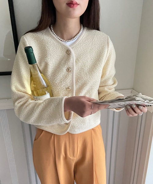 Didot.showroom(ディドット ショールーム)の「プードルツイードノーカラージャケット(ノーカラージャケット・レディース・ブラック/ベージュ/アイボリー・FREE)」の22枚目の写真