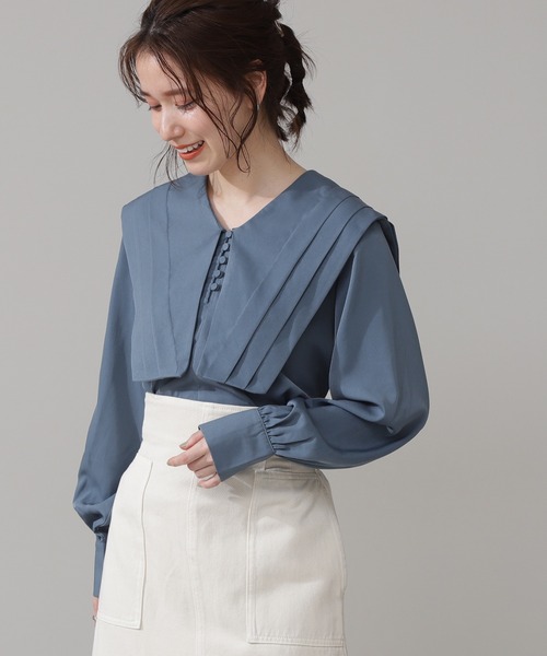 N.（N. Natural Beauty Basic）（エヌエヌナチュラルビューティーベーシック）の「◆スクエアビックカラーブラウス（シャツ/ブラウス・レディース・オフホワイト/ブルー/ドット・MEDIUM）」の9枚目の写真