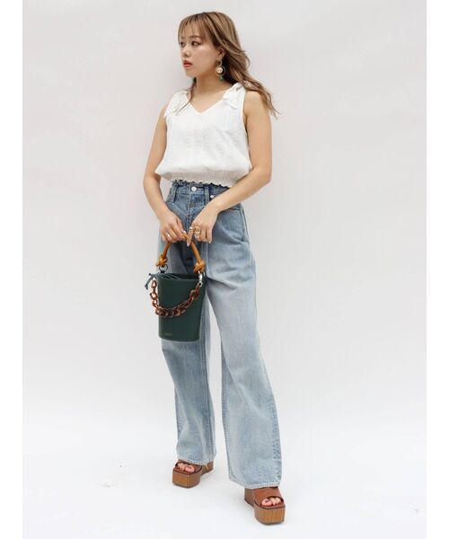 EVRIS（エヴリス）の「チェーンバケツBAG（ショルダーバッグ・レディース・ホワイト/ブラック/グリーン・FREE）」の8枚目の写真