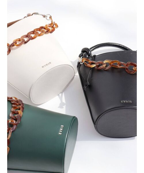 EVRIS（エヴリス）の「チェーンバケツBAG（ショルダーバッグ・レディース・ホワイト/ブラック/グリーン・FREE）」の16枚目の写真