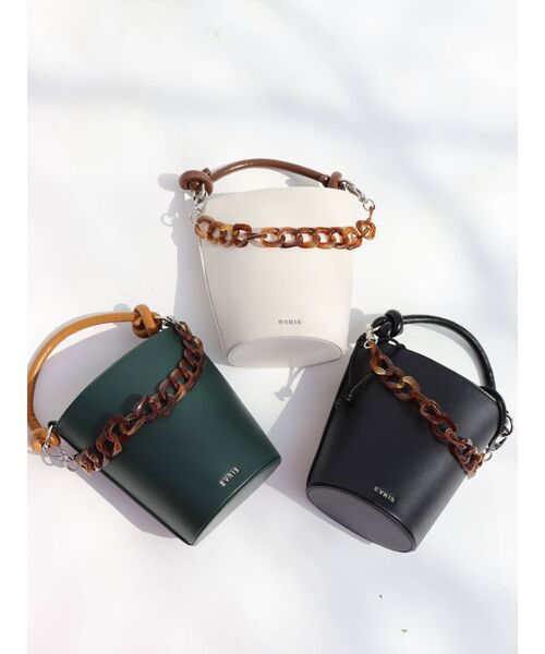 EVRIS（エヴリス）の「チェーンバケツBAG（ショルダーバッグ・レディース・ホワイト/ブラック/グリーン・FREE）」の17枚目の写真