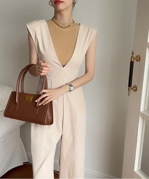 emi+ | Vネックワイドサロペット(サロペット/オーバーオール)