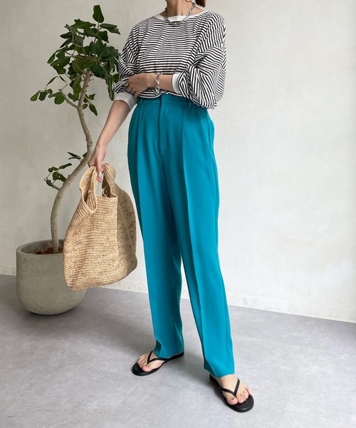 DouDou（ドゥドゥ）の「シアーボーダーTEE（Tシャツ/カットソー・レディース・ブラック/カーキ/サックスブルー/ネイビー/グレー・FREE）」の11枚目の写真