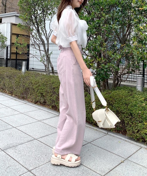 OLIVE des OLIVE（オリーブデオリーブ）の「ボウタイ半袖ブラウス（シャツ/ブラウス・レディース・ホワイト/オフホワイト/アイボリー・FREE）」の8枚目の写真