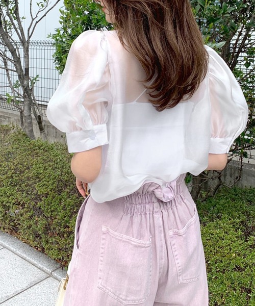 OLIVE des OLIVE（オリーブデオリーブ）の「ボウタイ半袖ブラウス（シャツ/ブラウス・レディース・ホワイト/オフホワイト/アイボリー・FREE）」の14枚目の写真