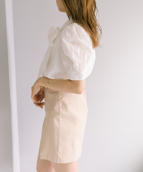 OLIVE des OLIVE（オリーブデオリーブ）の「ボウタイ半袖ブラウス（シャツ/ブラウス・レディース・ホワイト/オフホワイト/アイボリー・FREE）」の9枚目の写真