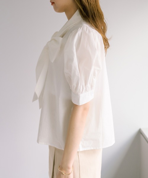 OLIVE des OLIVE（オリーブデオリーブ）の「ボウタイ半袖ブラウス（シャツ/ブラウス・レディース・ホワイト/オフホワイト/アイボリー・FREE）」の20枚目の写真