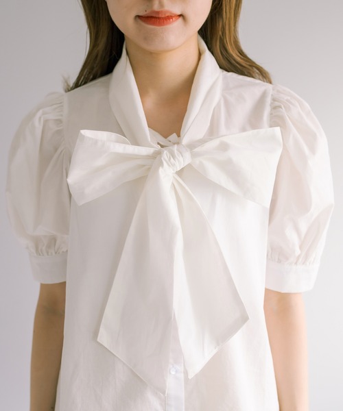 OLIVE des OLIVE（オリーブデオリーブ）の「ボウタイ半袖ブラウス（シャツ/ブラウス・レディース・ホワイト/オフホワイト/アイボリー・FREE）」の11枚目の写真