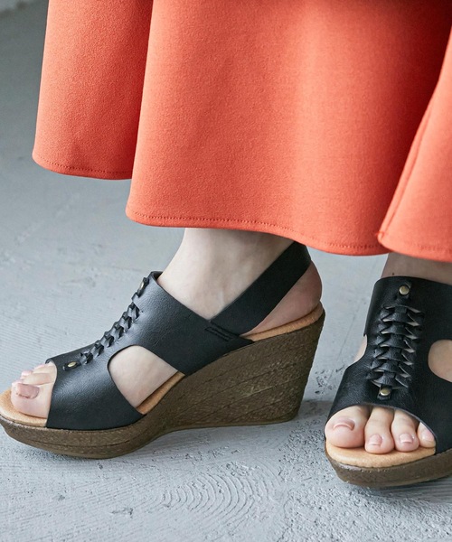 Fashion Letter(ファッションレター)の「日本製コンフォートウェッジサンダル 痛くないサンダル(サンダル・レディース・ホワイト/ブラック/ダークベージュ・LL/S/M/L)」の6枚目の写真