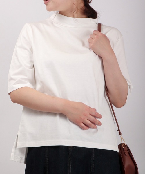 A.N.L(エーエヌエル レーベル)の「A.N.L 抗ウイルス加工 モックネックTシャツ 日本製(Tシャツ/カットソー・レディース・ブラック/オフホワイト/ベージュ・38)」の2枚目の写真