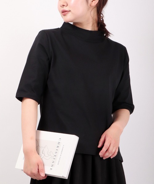 A.N.L(エーエヌエル レーベル)の「A.N.L 抗ウイルス加工 モックネックTシャツ 日本製(Tシャツ/カットソー・レディース・ブラック/オフホワイト/ベージュ・38)」の3枚目の写真