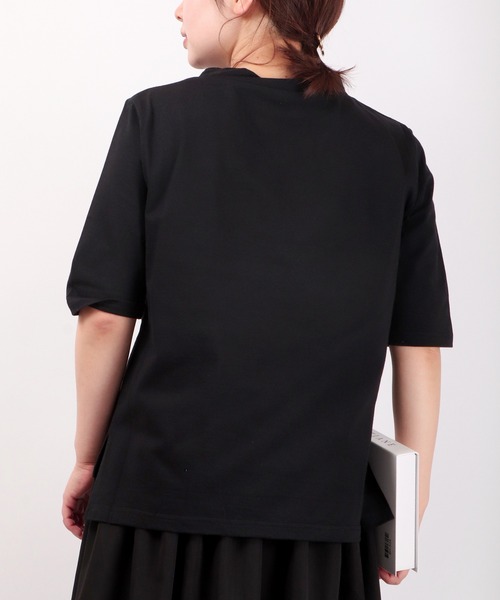 A.N.L(エーエヌエル レーベル)の「A.N.L 抗ウイルス加工 モックネックTシャツ 日本製(Tシャツ/カットソー・レディース・ブラック/オフホワイト/ベージュ・38)」の12枚目の写真