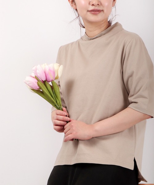A.N.L(エーエヌエル レーベル)の「A.N.L 抗ウイルス加工 モックネックTシャツ 日本製(Tシャツ/カットソー・レディース・ブラック/オフホワイト/ベージュ・38)」の15枚目の写真