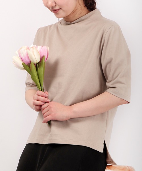 A.N.L(エーエヌエル レーベル)の「A.N.L 抗ウイルス加工 モックネックTシャツ 日本製(Tシャツ/カットソー・レディース・ブラック/オフホワイト/ベージュ・38)」の14枚目の写真